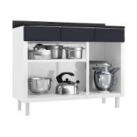 Balcão De Cozinha De Aço Com Tampo 3 Portas E 3 Gavetas 105cm Multimóveis Cr20360 Branco-preto - 3