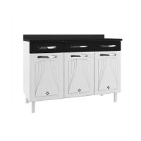 Balcão De Cozinha De Aço Com Tampo 3 Portas E 3 Gavetas 120cm Multimóveis Cr20354 Branco-preto - 1
