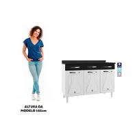 Balcão De Cozinha De Aço Com Tampo 3 Portas E 3 Gavetas 120cm Multimóveis Cr20354 Branco-preto - 2