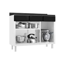 Balcão De Cozinha De Aço Com Tampo 3 Portas E 3 Gavetas 120cm Multimóveis Cr20354 Branco-preto - 3