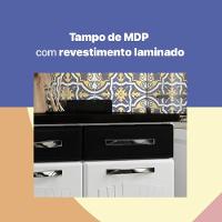 Balcão De Cozinha De Aço Com Tampo 3 Portas E 3 Gavetas 120cm Multimóveis Cr20354 Branco-preto