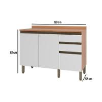 Balcão De Cozinha Com Tampo 2 Portas E 3 Gavetas 120cm Multimóveis Cr20398 Freijó-branco - 2