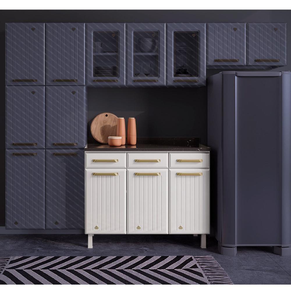 Balcão De Cozinha De Aço Com Tampo 3 Portas E 3 Gavetas 105cm Multimóveis Cr20360 Branco - 7