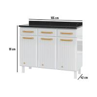 Balcão De Cozinha De Aço Com Tampo 3 Portas E 3 Gavetas 105cm Multimóveis Cr20360 Branco - 2