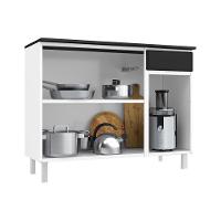Balcão De Cozinha De Aço Com Tampo 3 Portas E 1 Gaveta 105cm Multimóveis Cr20361 Branco-preto - 3