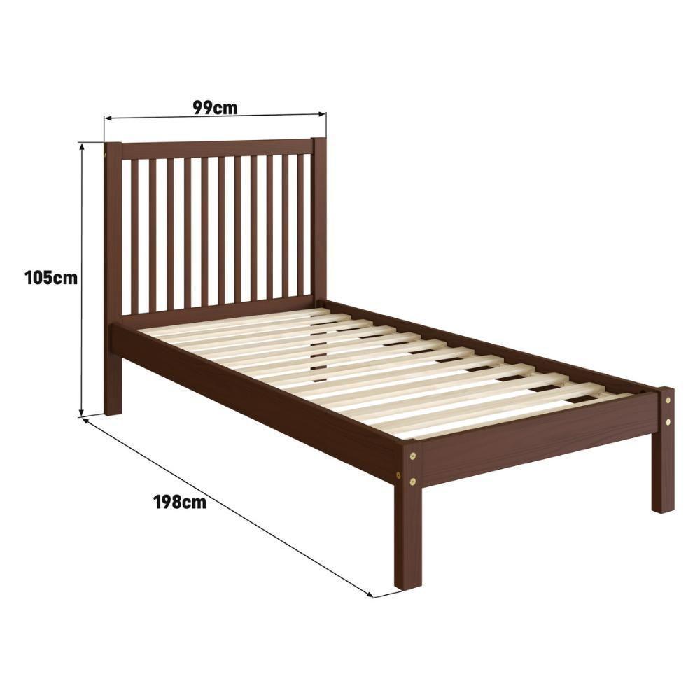 Cama De Solteiro De Madeira Maciça Para Colchão 88x188cm Multimóveis Cr35277 Walnut - 5