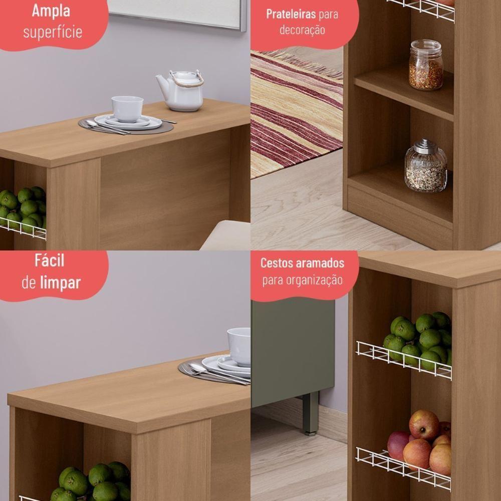 Bancada Balcão De Cozinha Com Fruteiras Laterais 120cm Multimóveis Cr20374 Freijó - 4