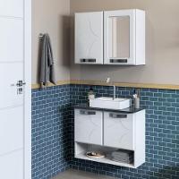 Conjunto Gabinete De Banheiro Com Espelheira Suspenso 70,5cm Multimóveis Cr10144 Branco - 1
