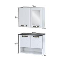 Conjunto Gabinete De Banheiro Com Espelheira Suspenso 70,5cm Multimóveis Cr10144 Branco