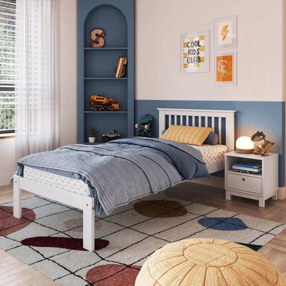 Cama De Solteiro De Madeira Maciça Para Colchão 88x188cm Multimóveis Cr35274 Branco - 1