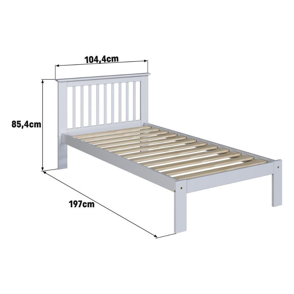 Cama De Solteiro De Madeira Maciça Para Colchão 88x188cm Multimóveis Cr35274 Branco - 3