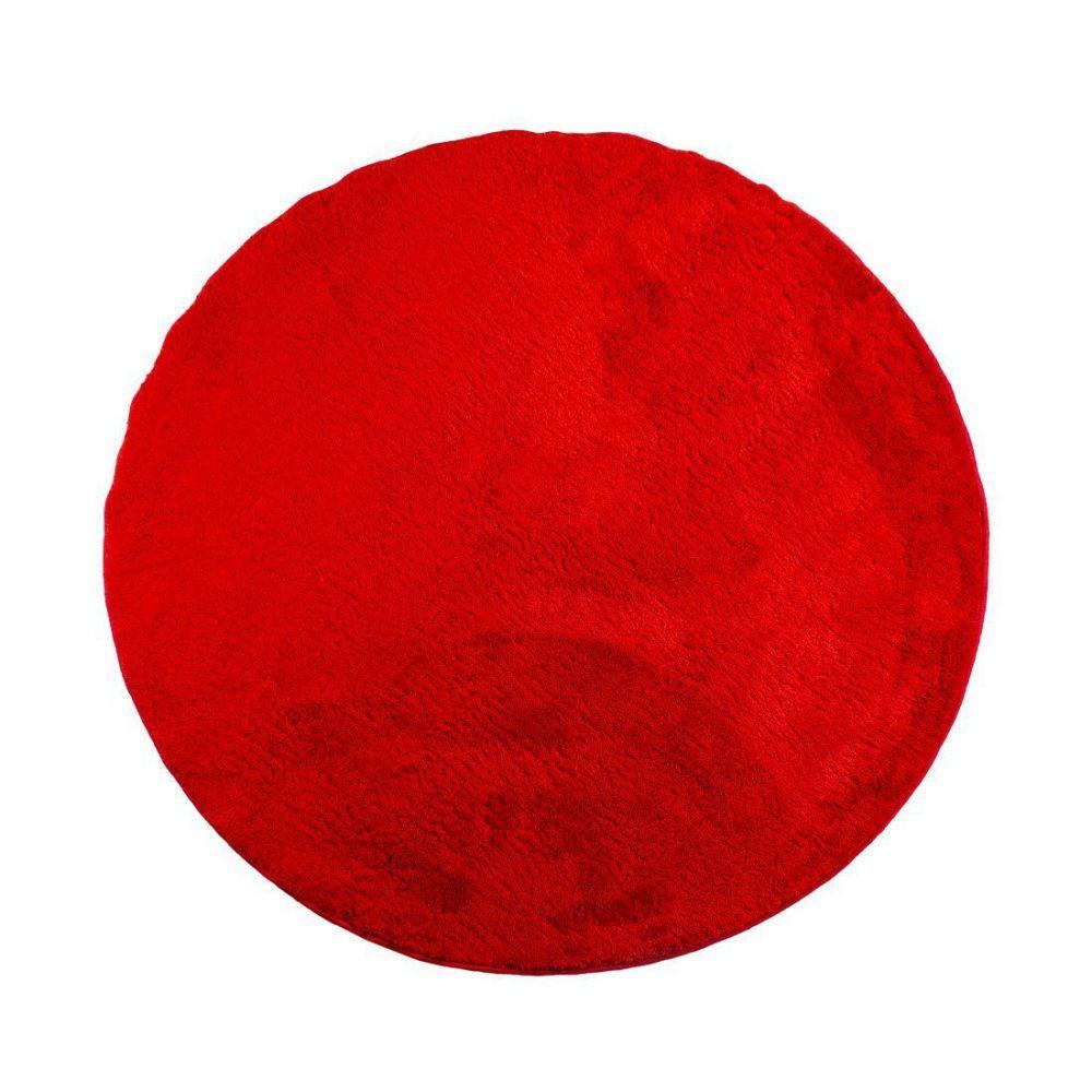 Tapete Sala Redondo 1,50 M Macio Antiderente Vermelho - 4