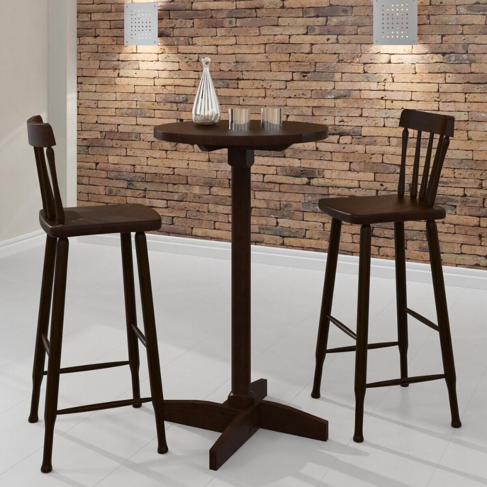 Conjunto Sala De Jantar-bar Com Mesa E 2 Banquetas Altas Cr50119 Castanho - 1