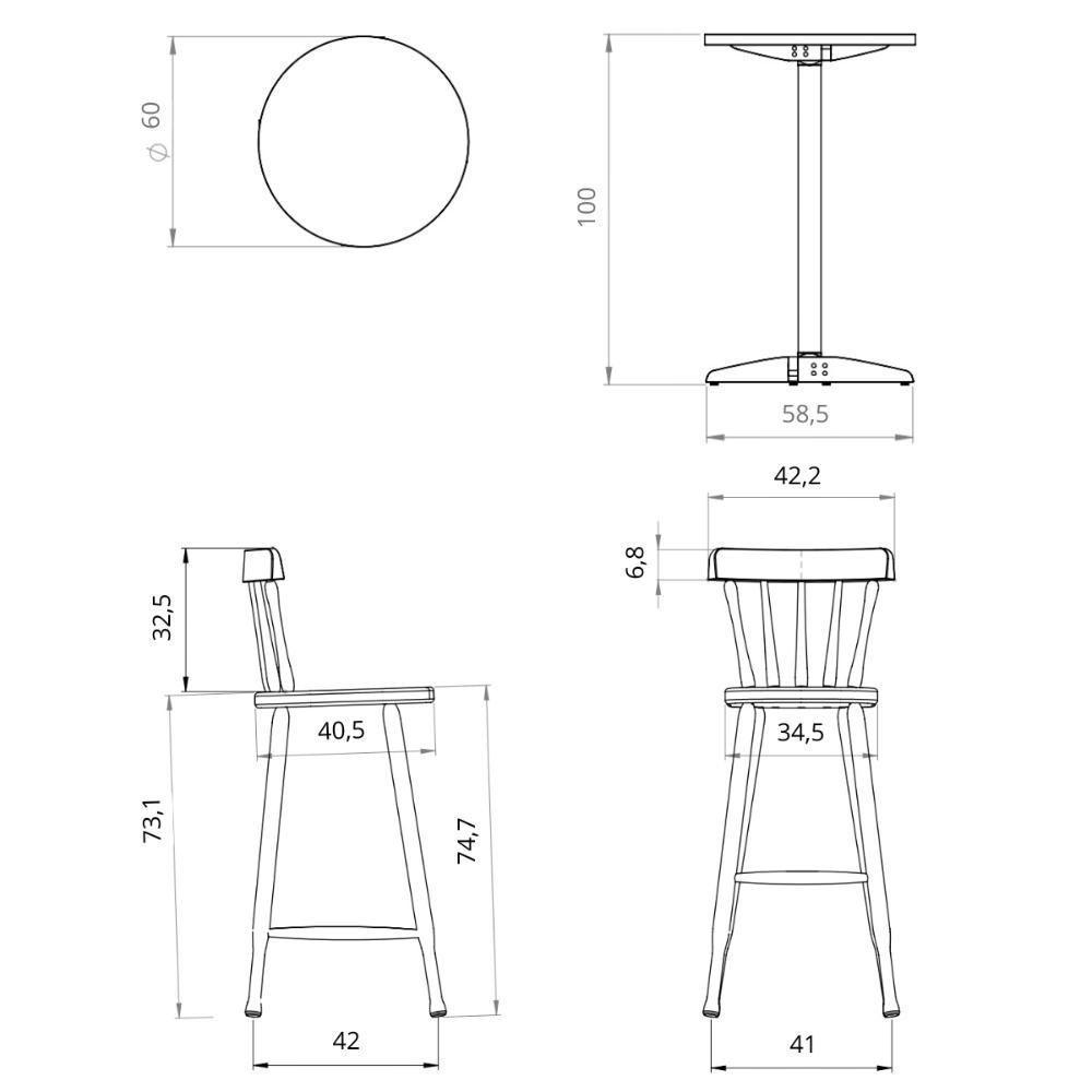 Conjunto Sala De Jantar-bar Com Mesa E 2 Banquetas Altas Cr50119 Castanho - 3