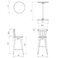 Conjunto Sala De Jantar-bar Com Mesa E 2 Banquetas Altas Cr50119 Castanho - 3