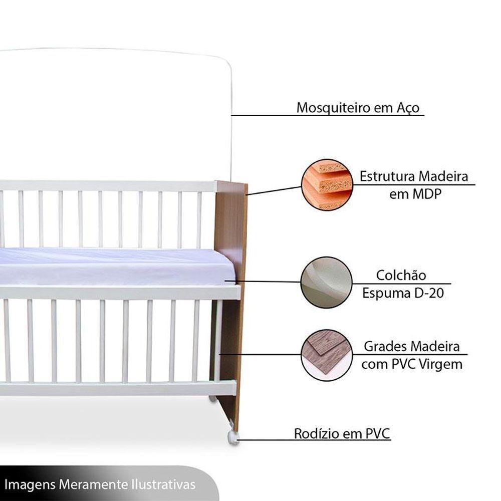 Mini Berço Moisés Alegria Branco Amadeirado Com Colchão - Veronez - 4