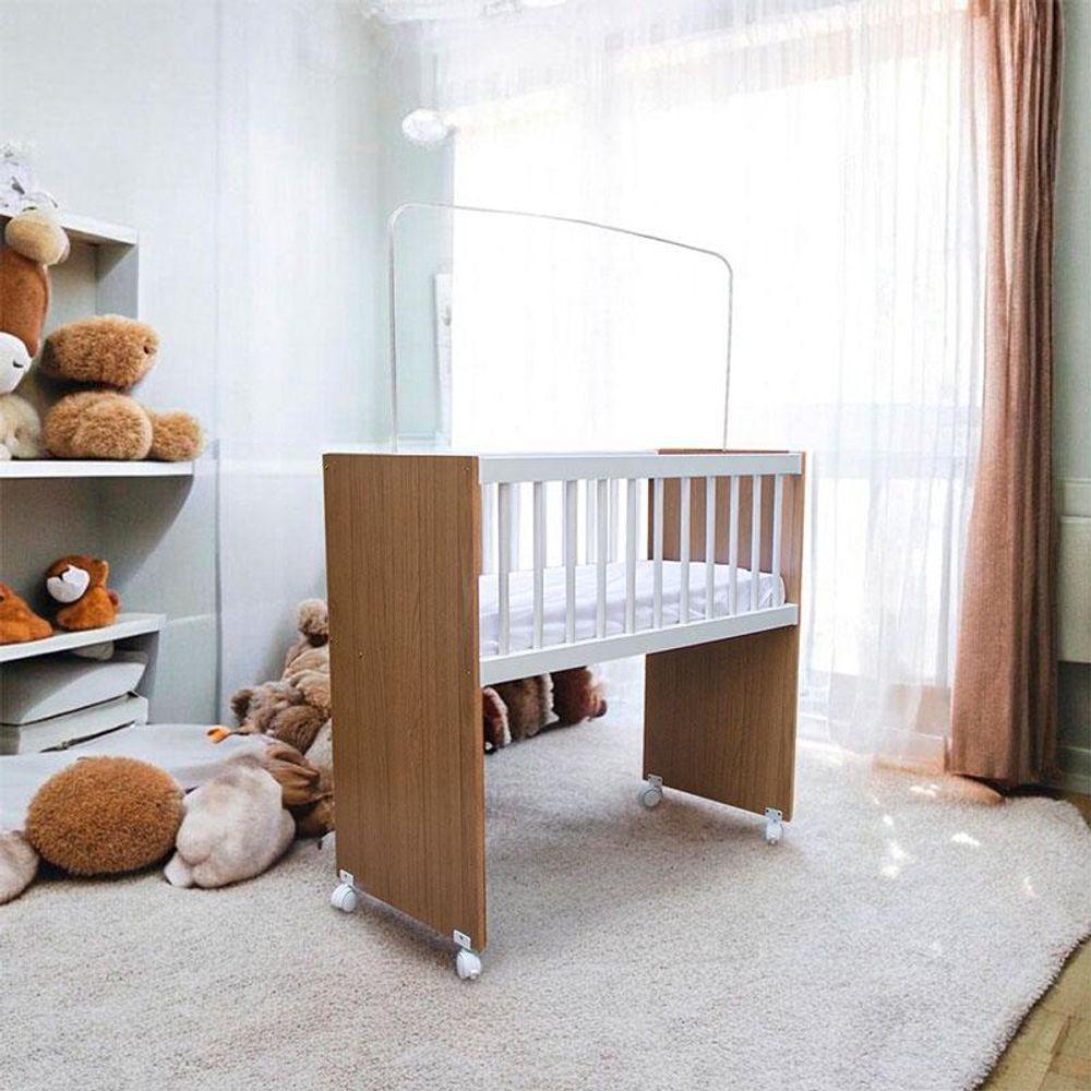 Mini Berço Moisés Alegria Branco Amadeirado Com Colchão - Veronez - 5