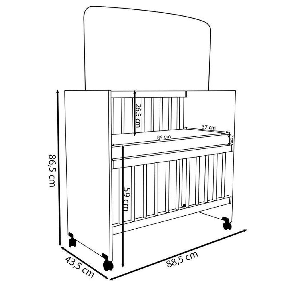 Mini Berço Moisés Ambiente Alegria Branco Amadeirado Com Colchão - Veronez - 3