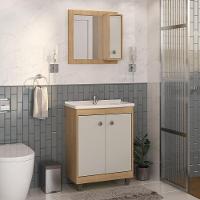 Gabinete De Banheiro Com Cuba E Espelheira 60cm Multimóveis Cr10133 Carvalho Nature-arenas - 1