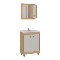 Gabinete De Banheiro Com Cuba E Espelheira 60cm Multimóveis Cr10133 Carvalho Nature-arenas - 2