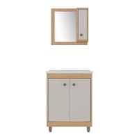 Gabinete De Banheiro Com Cuba E Espelheira 60cm Multimóveis Cr10133 Carvalho Nature-arenas - 7