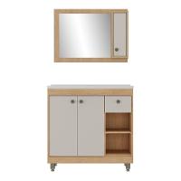 Gabinete De Banheiro Com Cuba E Espelheira 80cm Multimóveis Cr10134 Carvalho Nature-arenas - 2