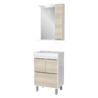 Gabinete De Banheiro Com Cuba E Espelheira Com Led 59cm Multimóveis Cr10130 Branco-legno Crema - 2