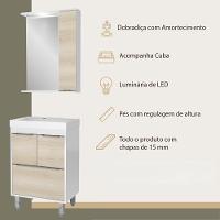 Gabinete De Banheiro Com Cuba E Espelheira Com Led 59cm Multimóveis Cr10130 Branco-legno Crema - 3