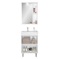 Gabinete De Banheiro Com Cuba E Espelheira Com Led 59cm Multimóveis Cr10130 Branco-legno Crema - 5