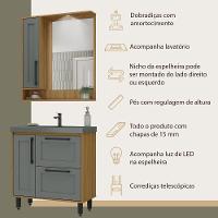 Gabinete De Banheiro Com Cuba E Espelheira Com Led 80cm Multimóveis Cr10140 Lâmina Mel-grafite - 3