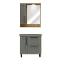 Gabinete De Banheiro Com Cuba E Espelheira Com Led 80cm Multimóveis Cr10140 Lâmina Mel-grafite - 7