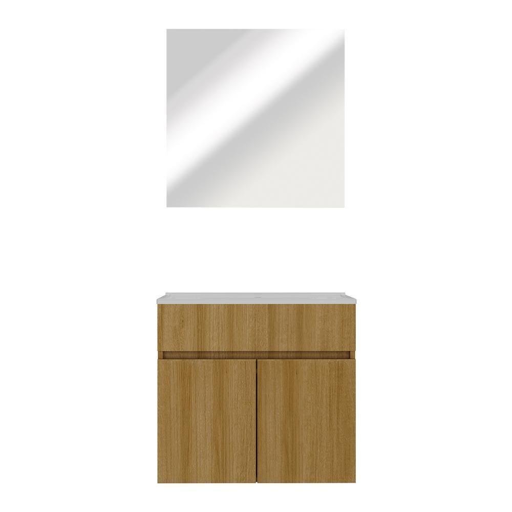 Gabinete De Banheiro Com Cuba E Espelheira Suspenso 60cm Multimóveis Cr10135 Lâmina Mel - 7