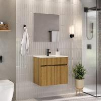 Gabinete De Banheiro Com Cuba E Espelheira Suspenso 60cm Multimóveis Cr10135 Lâmina Mel - 1