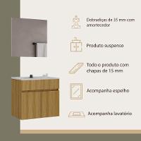 Gabinete De Banheiro Com Cuba E Espelheira Suspenso 60cm Multimóveis Cr10135 Lâmina Mel - 3