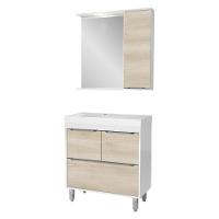 Gabinete De Banheiro Com Cuba E Espelheira Com Led 79,5cm Multimóveis Cr10131 Branco-legno Crema - 2