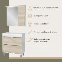 Gabinete De Banheiro Com Cuba E Espelheira Com Led 79,5cm Multimóveis Cr10131 Branco-legno Crema - 3