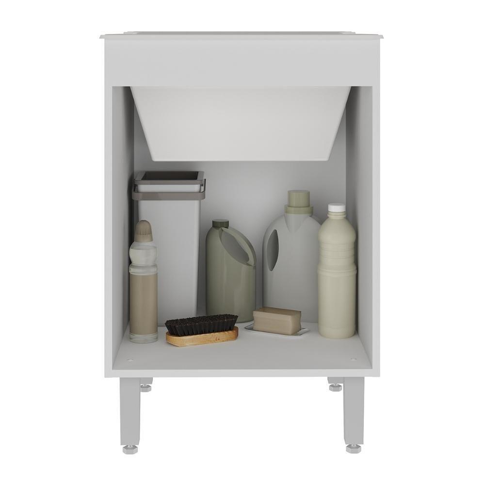 Tanque De Lavanderia 45 Litros Com Gabinete 2 Portas Multimóveis Cr30038 Branco - 4