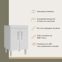 Tanque De Lavanderia 45 Litros Com Gabinete 2 Portas Multimóveis Cr30038 Branco - 6