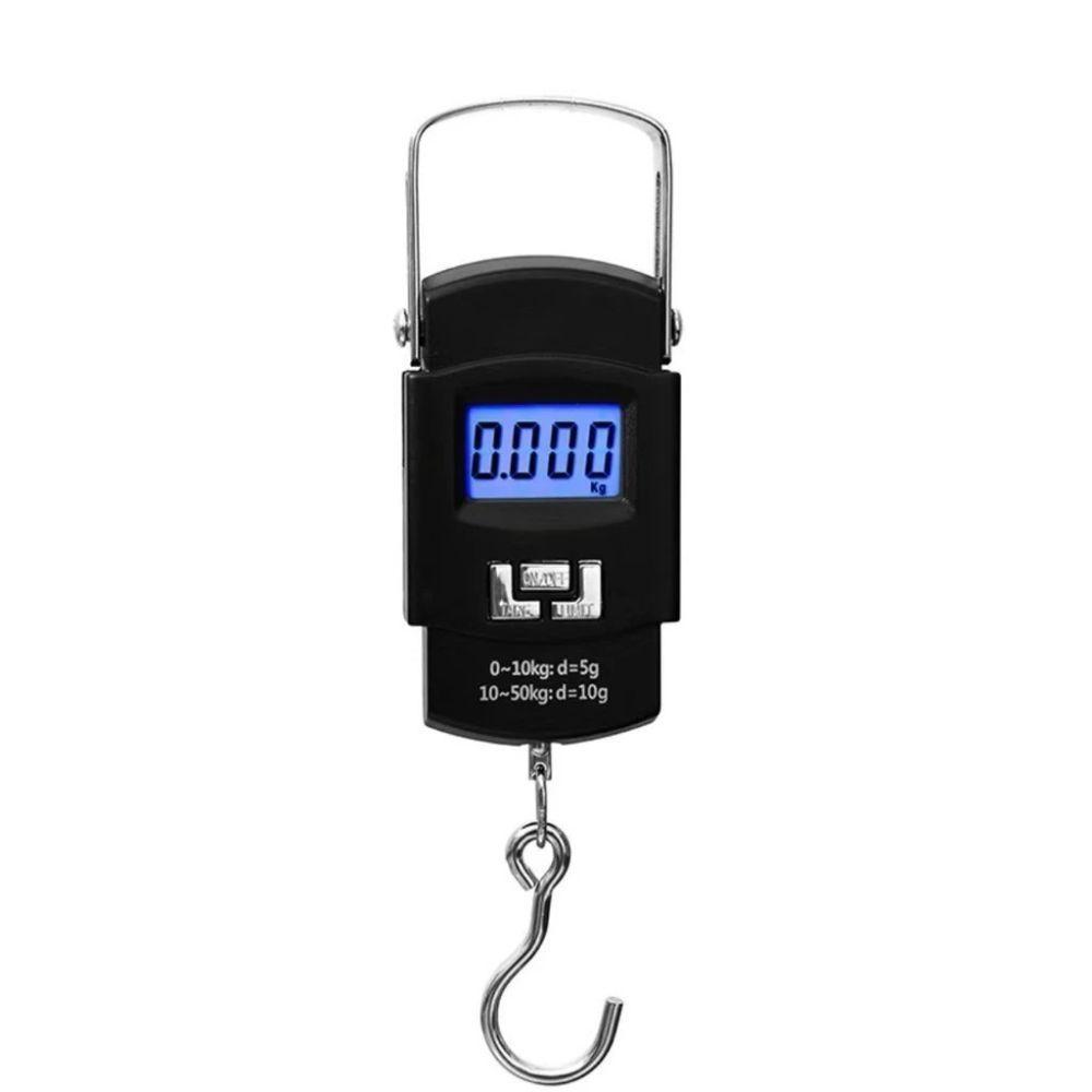 Balança Portátil Digital De Mão Com Gancho Mala Bagagem Pesca Alça Mala Até 50kg Alta Precisão Preto - 1