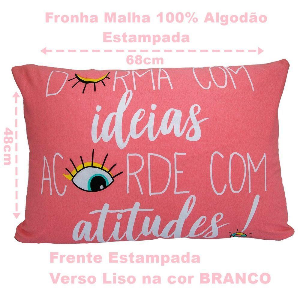 Fronha Portallar Malha 100% Algodão Estampa Localizada Atitude 48cmx68cm Branco - 3