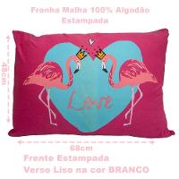 Fronha Portallar Malha 100% Algodão Estampa Localizada Flamingos 48cmx68cm Branco - 3