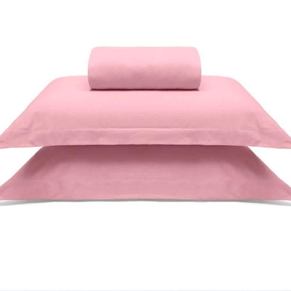 Jogo De Cama Buettner King Malha 100% Algodao Liso 3 Peças Image Rose - 1