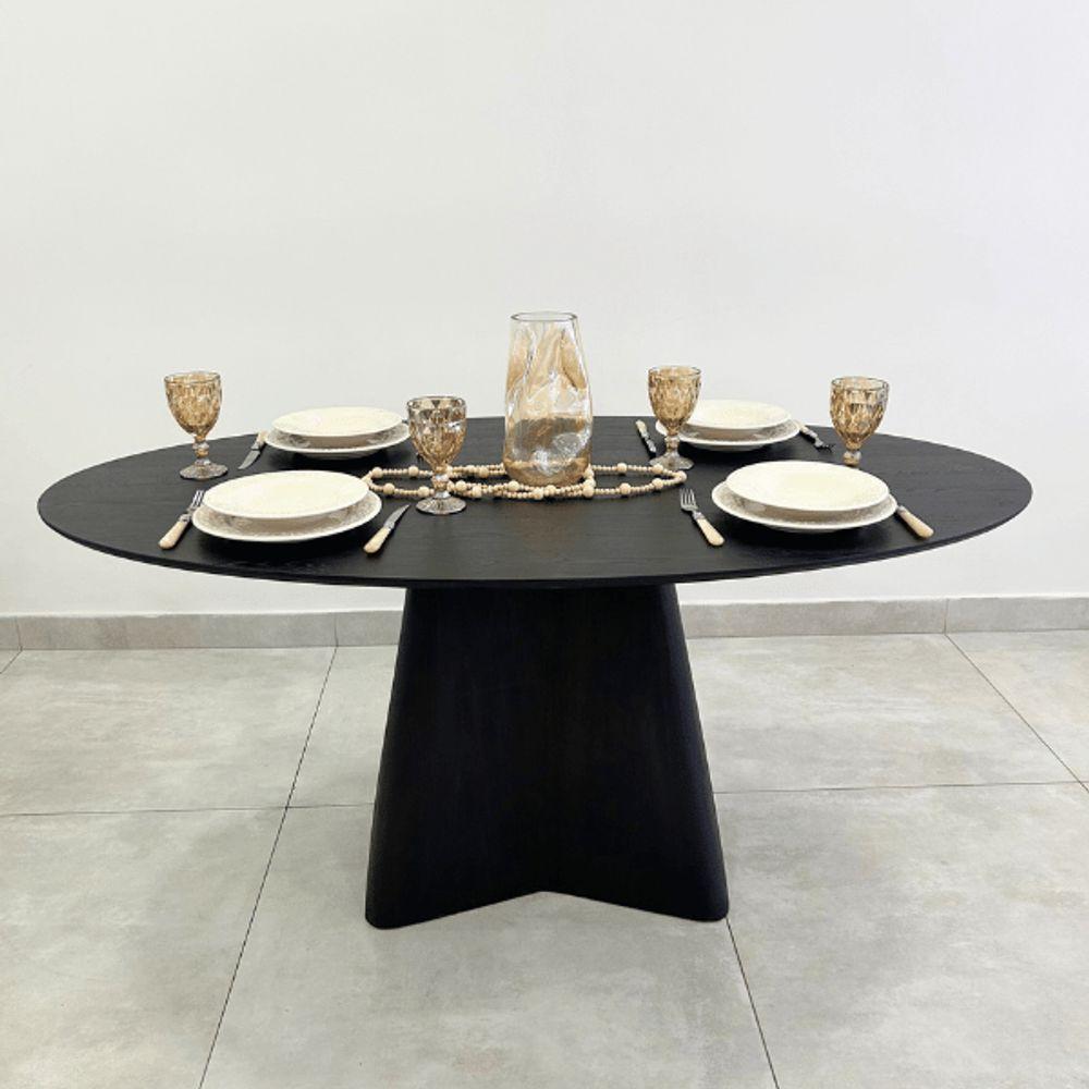 Mesa de Jantar Cone Lazo Oval 160x90cm Preto Ébano - 2