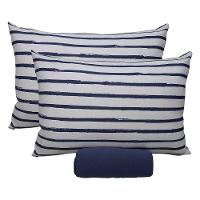 Jogo De Cama Portallar Queen Malha 100% Algodão Premiun Classic Paula 3 Peças Azul - 1