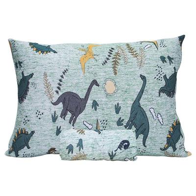 Jogo De Cama Solteiro Portallar Malha Misto Estampado Dino Selva 2 Pçs Com Elastico Verde