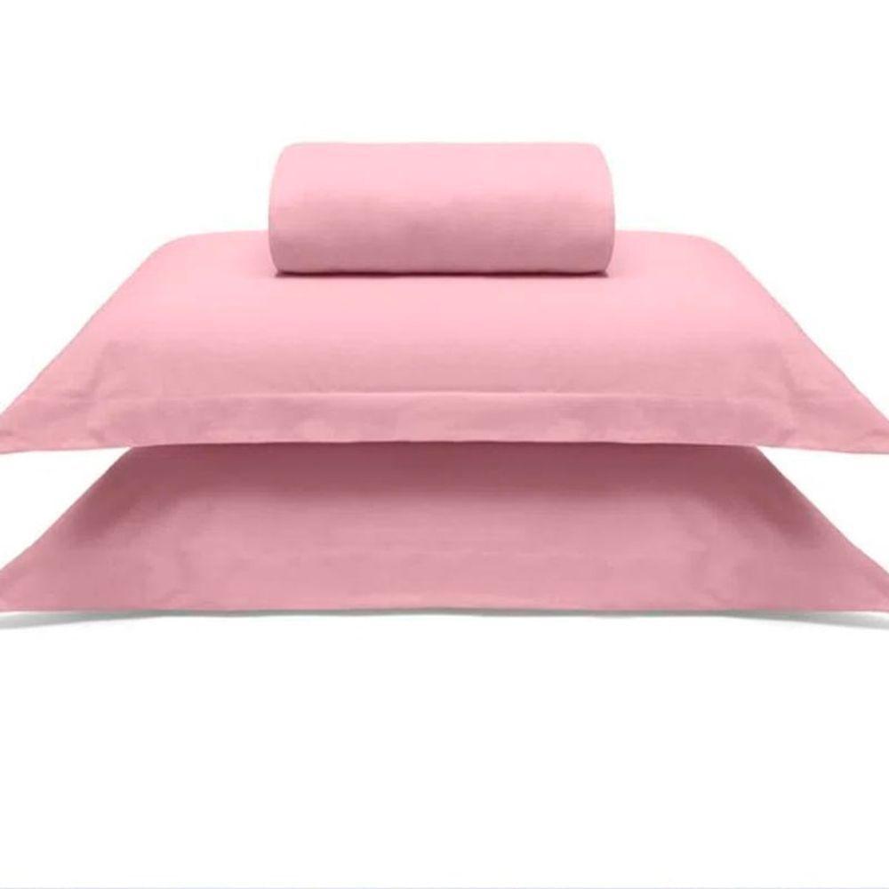 Jogo De Cama Buettner Queen Malha 100% Algodao Liso 3 Peças Image Rose - 1