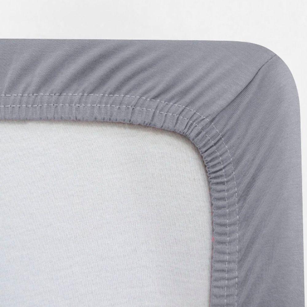 Jogo De Cama Buettner Solteiro King Malha 100% Algodão Liso 2 Peças Image Cinza - 3