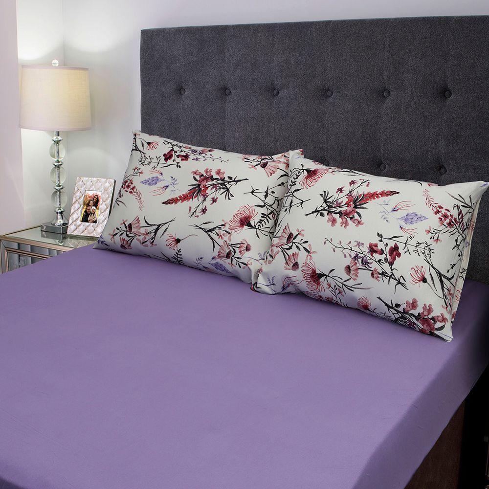 Jogo De Cama Queen Portallar Malha 100% Algodão Londres 3 Peças Violeta - 3