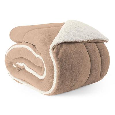 Coberdrom Cobertor Queen 1 Peça Maya Manta Soft E Sherpa De Carneiro 100% Poliéster - Bege