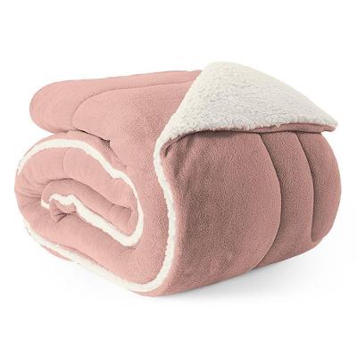 Coberdrom Cobertor Queen 1 Peça Maya Manta Soft E Sherpa De Carneiro 100% Poliéster - Rosê